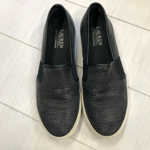 Lauren Ralph Lauren Womens‎ Jinny Black Cozy Slip-On Sneakers  Shoes Preowned
